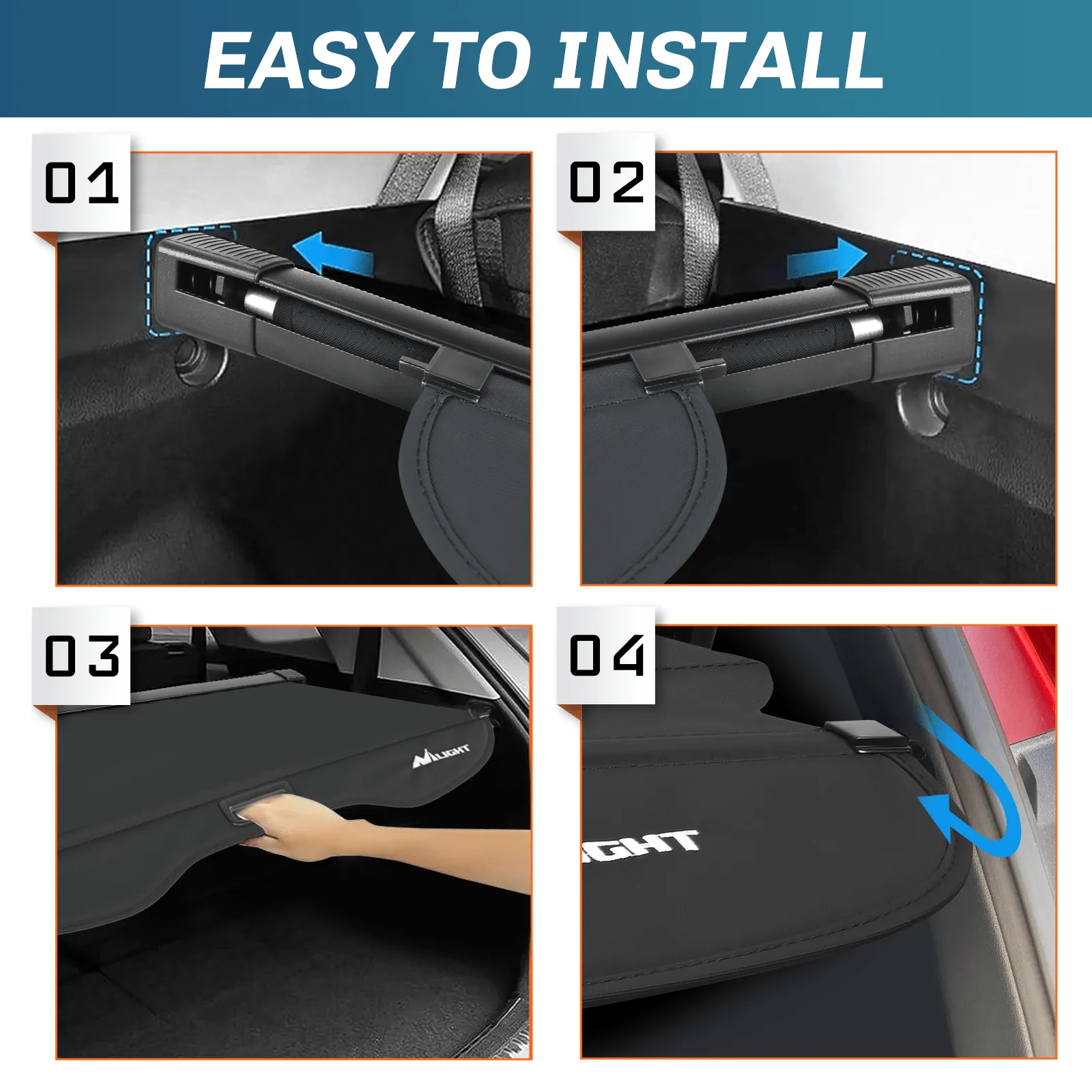 2013-2019 Ford Escape Retractable Trunk Cargo Cover With Trunk Storage Net
