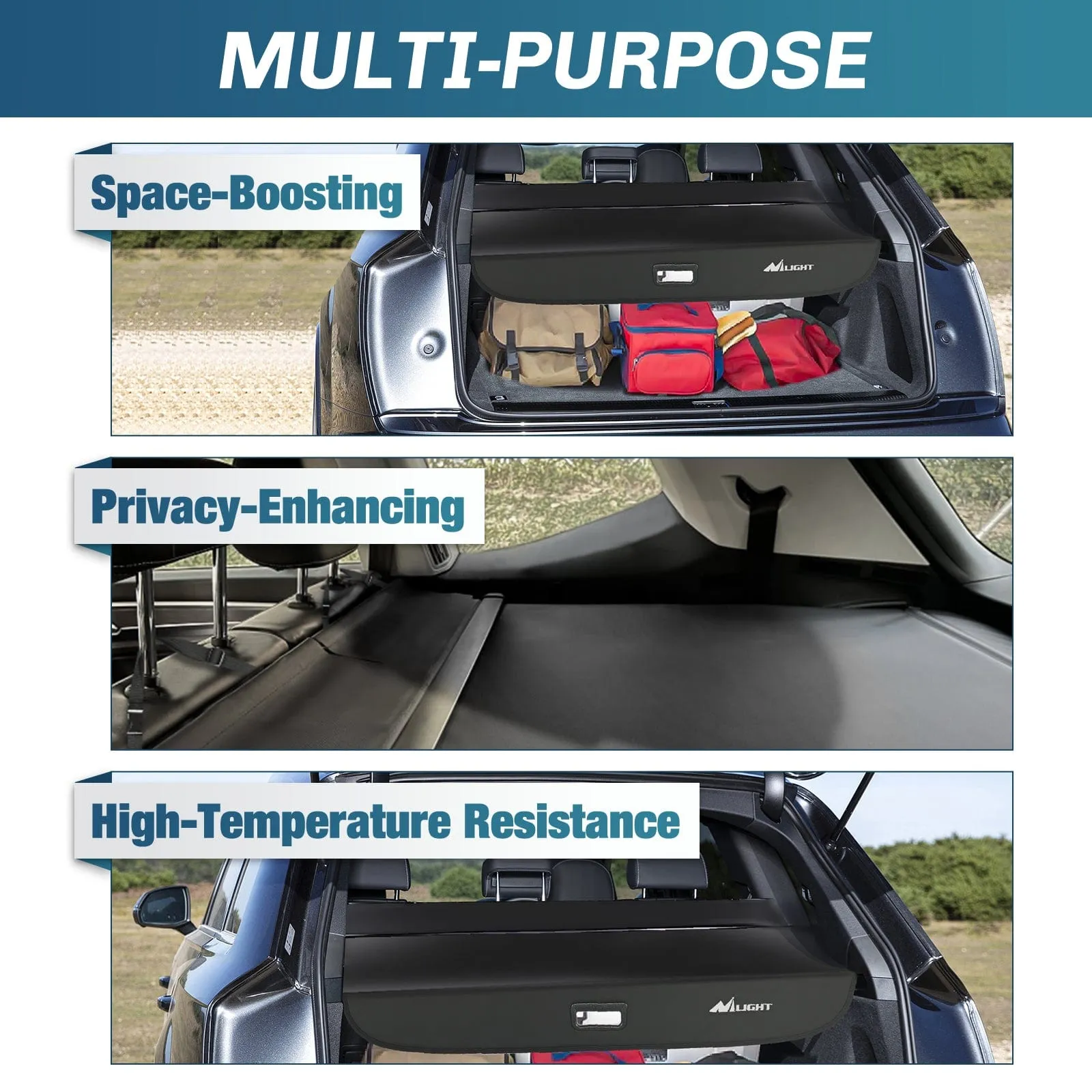 2016-2025 Audi Q7 Retractable Trunk Cargo Cover With Trunk Storage Net