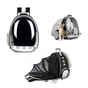 (41x36cm) Cat Bubble Backpack Pet Travel Carry Bag Expandable Carry Bag - Black