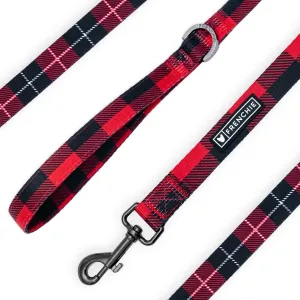Frenchie Comfort Leash - Red and Black Plaid