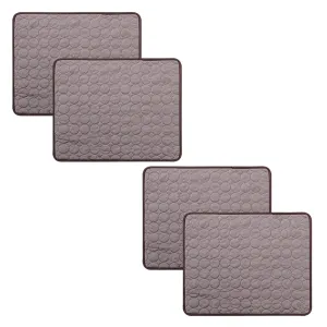 Kuber Industries Rectangular Dog & Cat Bed|Premium Cool Ice Silk and Polyester With Bottom Mesh|MultiUtility Self-Cooling Pad For Dog & Cat|Light-weight & Durable Dog Bed|ZQCJ001C-XS|Coffee(Pack Of 4)