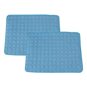 Kuber Industries Rectangular Dog & Cat Bed|Premium Cool Ice Silk with Polyester With Bottom Mesh|Multi-Utility Self-Cooling Pad For Dog & Cat|Light-weight & Durable Dog Bed|ZQCJ001B-XL|Blue(Pack Of 2)