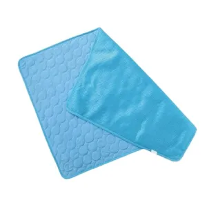 Kuber Industries Rectangular Dog & Cat Bed|Premium Cool Ice Silk with Polyester With Bottom Mesh|Multi-Utility Self-Cooling Pad For Dog & Cat|Light-weight & Durable Dog Bed|ZQCJ001B-XS|Blue(Pack Of 3)