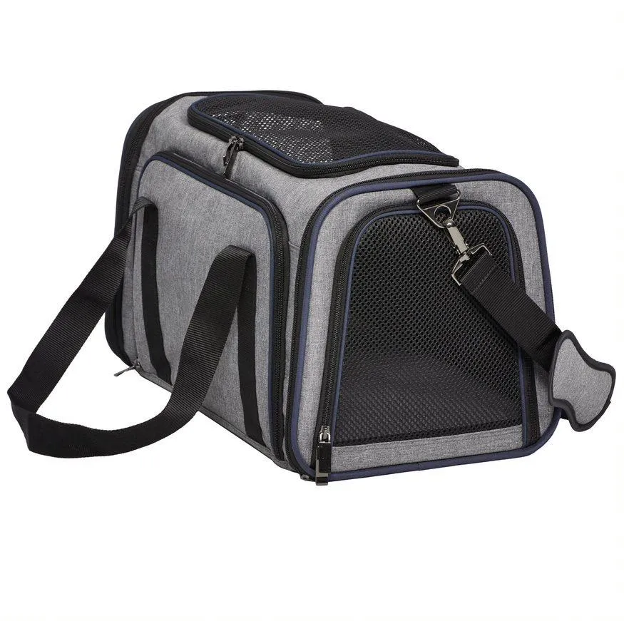 Midwest Duffy Expandable Travel Pet Carrier - Gray - Medium - 18.3" X 11.2" X 11.1 Inches