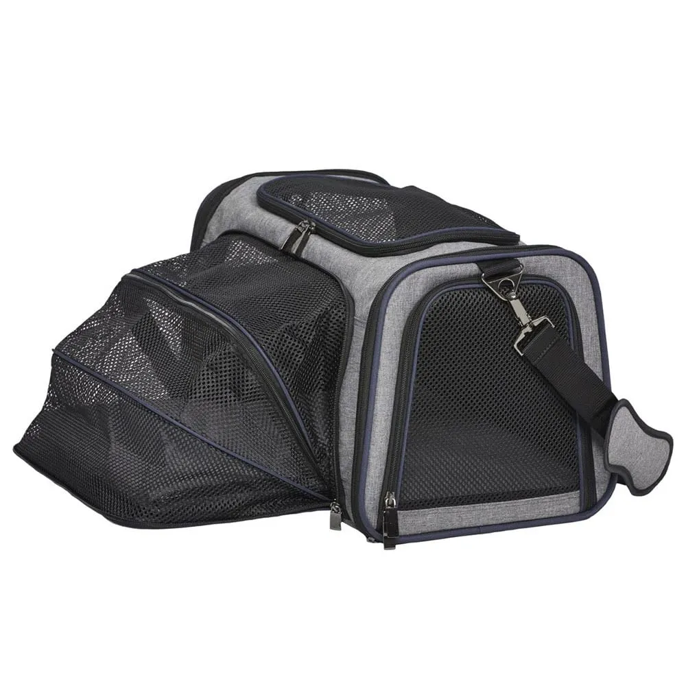 Midwest Duffy Expandable Travel Pet Carrier - Gray - Small - 16.3" X 10.1" X 9.3" Inches