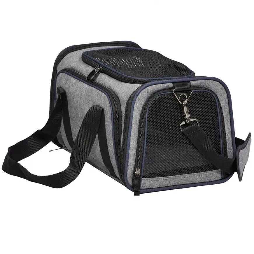 Midwest Duffy Expandable Travel Pet Carrier - Gray - Small - 16.3" X 10.1" X 9.3" Inches