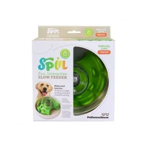 Pet Dream House SPIN Interactive Slow Feeder Pet Bowl - UFO Maze Green