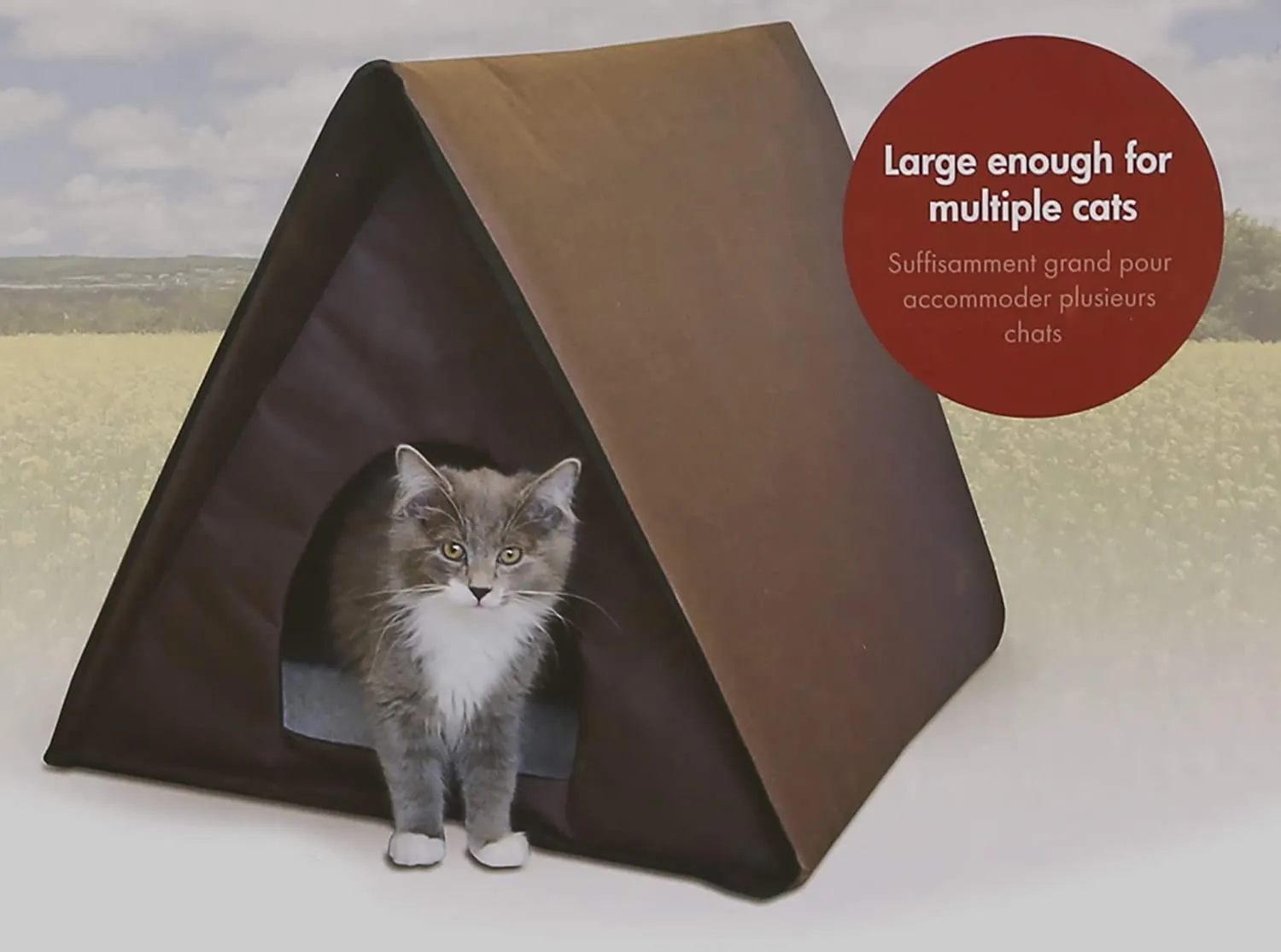 Waterproof Thermo Outdoor Multi Kitty Cat House - Room for Up to 4 Cats - Unheated - Multiple Kitty A-Frame - 35" x 20.5" x 20" - K&H Pet Products